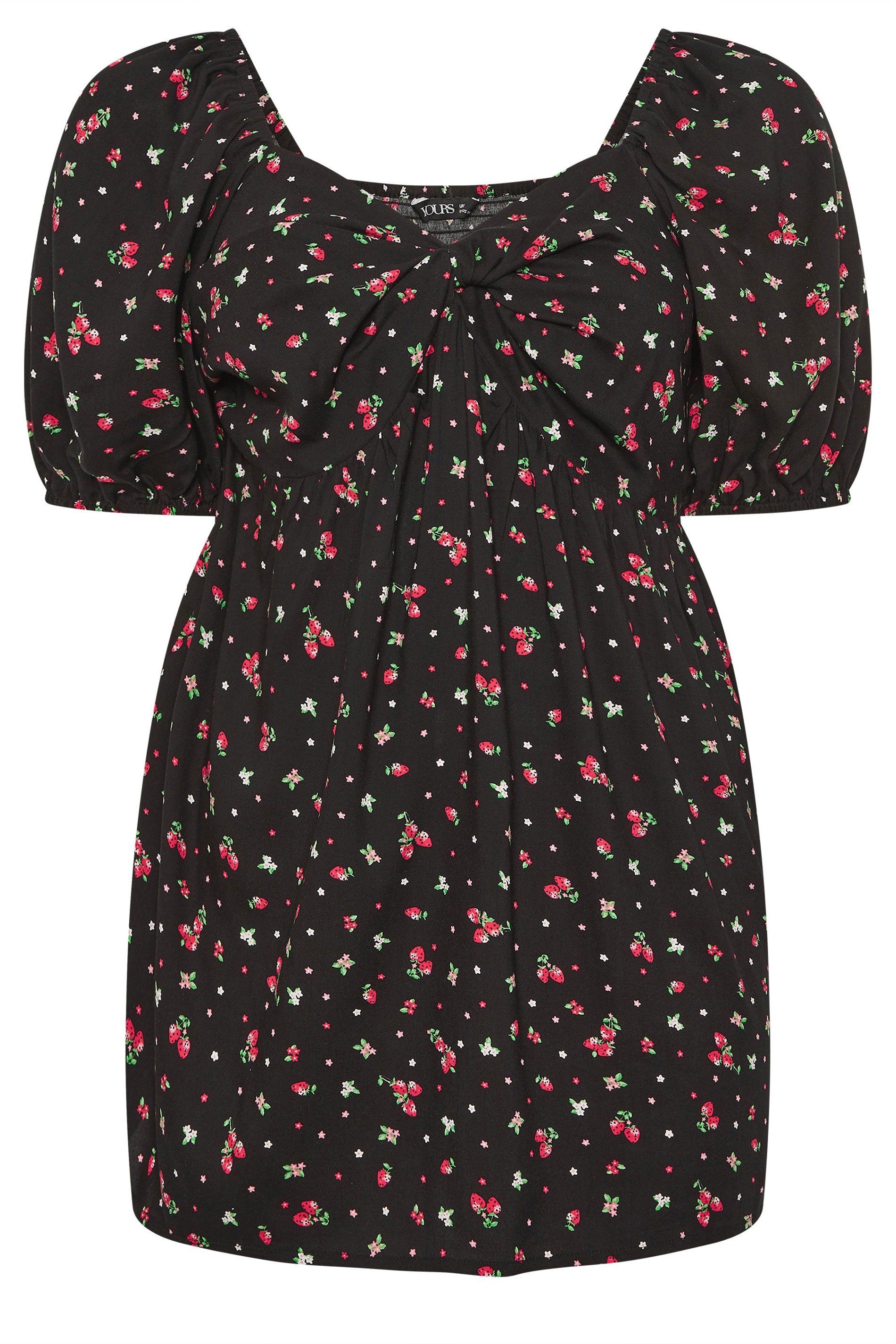 Yours Strawberry Print Twist Front Blouse