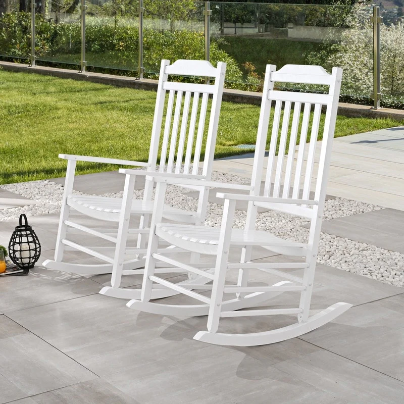 Patio Festival Outdoor Wood Rocking Chair Rocker (2-Pack)