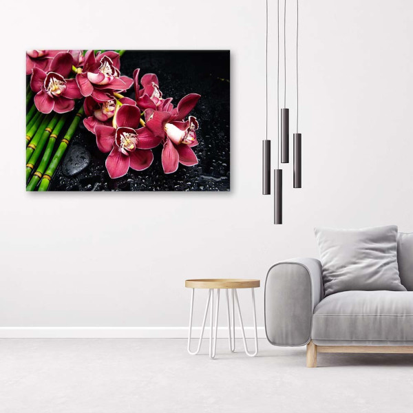 Feeby Obraz na płótnie Orchidea na bambusie 60x40