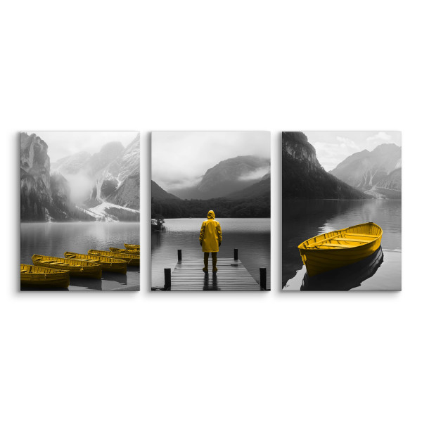 3x Obraz Set Pejzaż Góry Abstrakcja Jezioro Łódki Natura 30x40cm