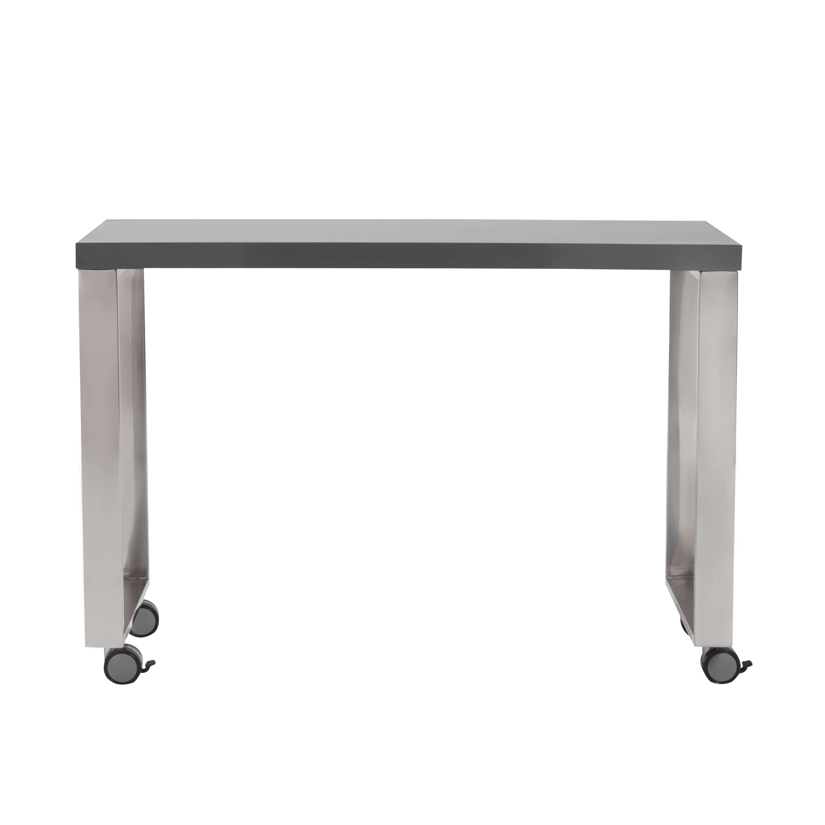 HomeRoots 39 Gray and Silver Wood and Stainless Steel Rolling Sled Writing Desk
