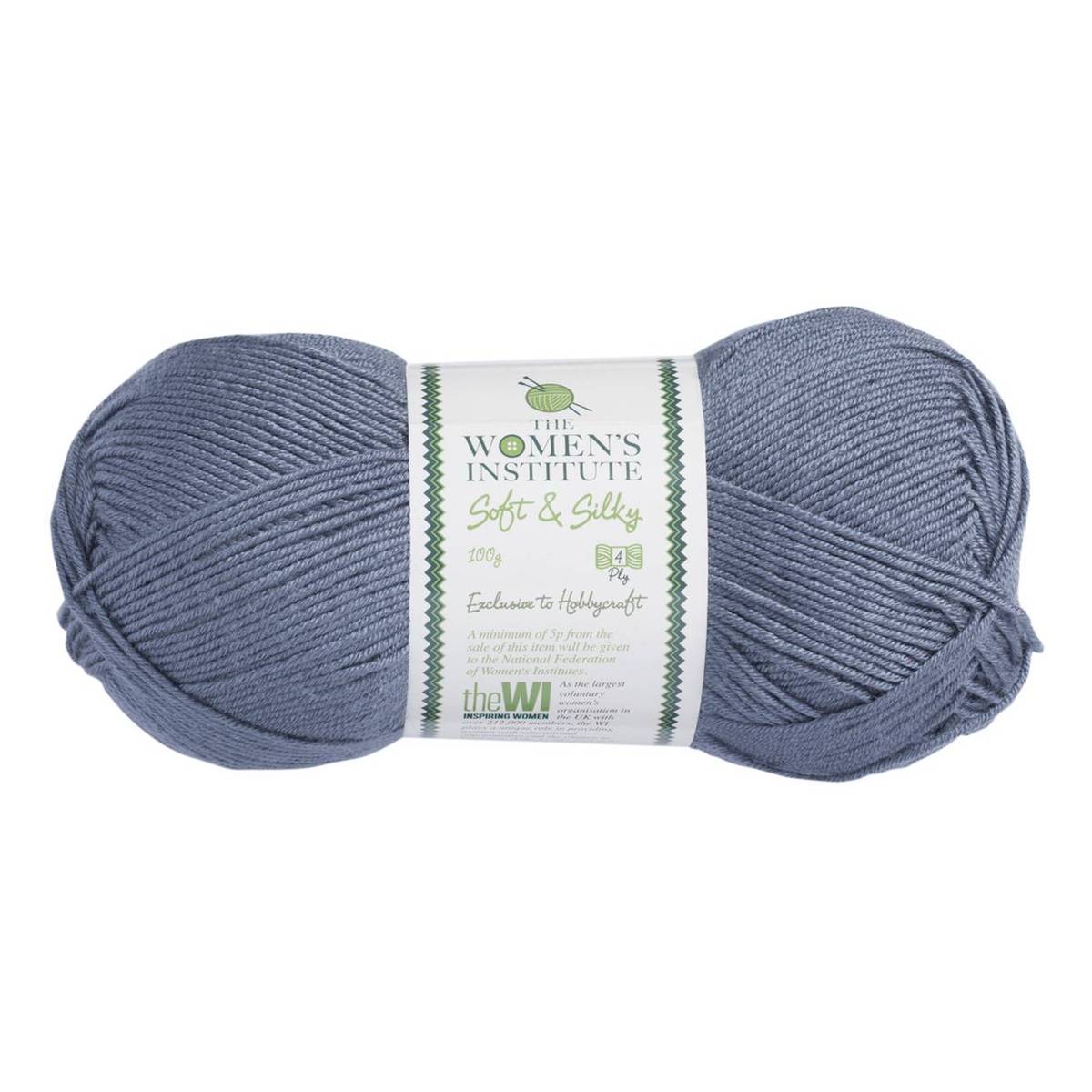 Women's Institute Slate Soft and Silky 4 Ply Yarn 100g