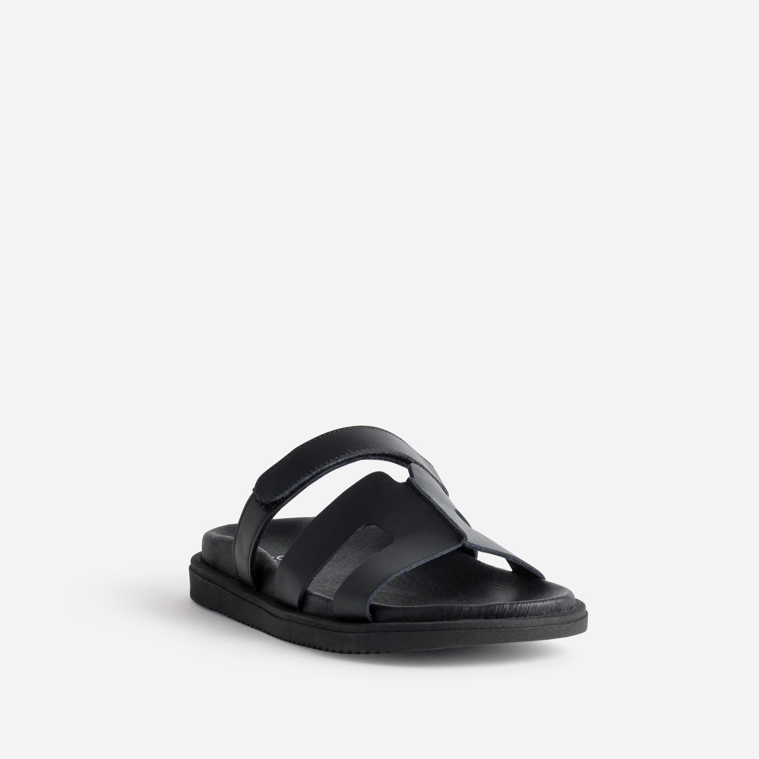 Mule anatomique noire cuir double bride