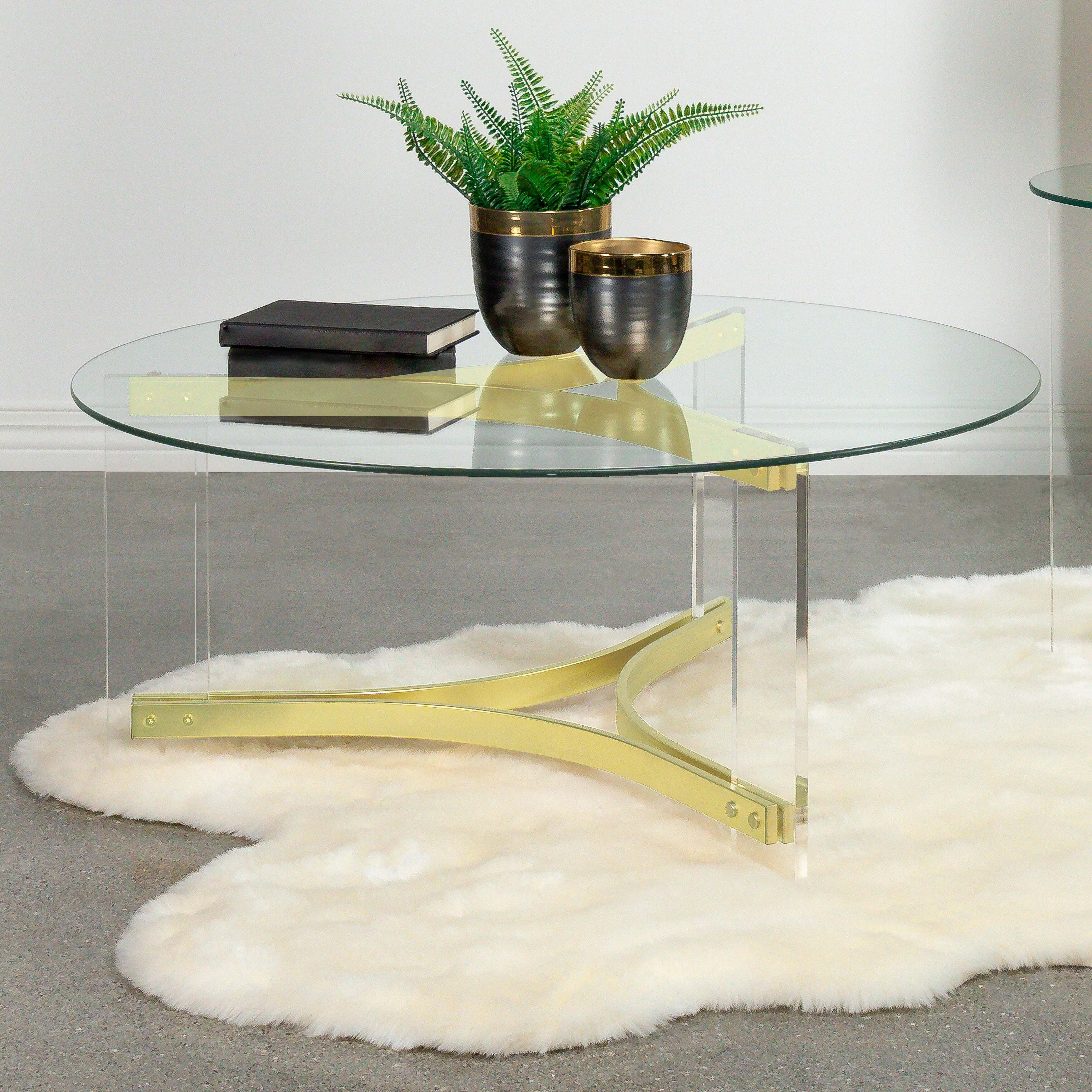 Janessa Round Glass Top Acrylic Leg Coffee Table Clear