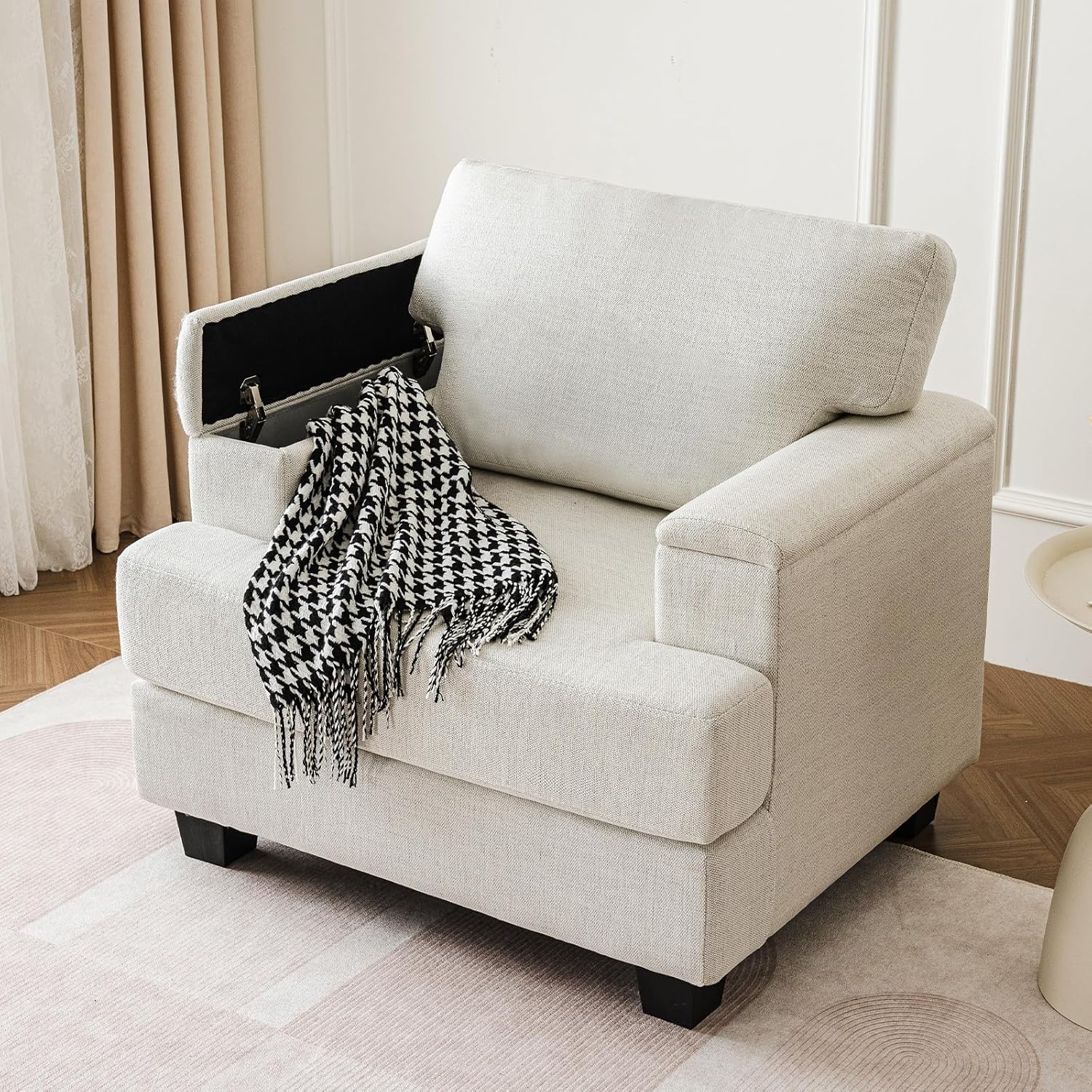 Oversized Accent Chair with Armrest Organizer,Comfy Living Room Chairs with 7.8'' Cushion,Upholstered Mid-Century Armchair,Large Reading Chair for Bedroom Living Room,Office,Chenille