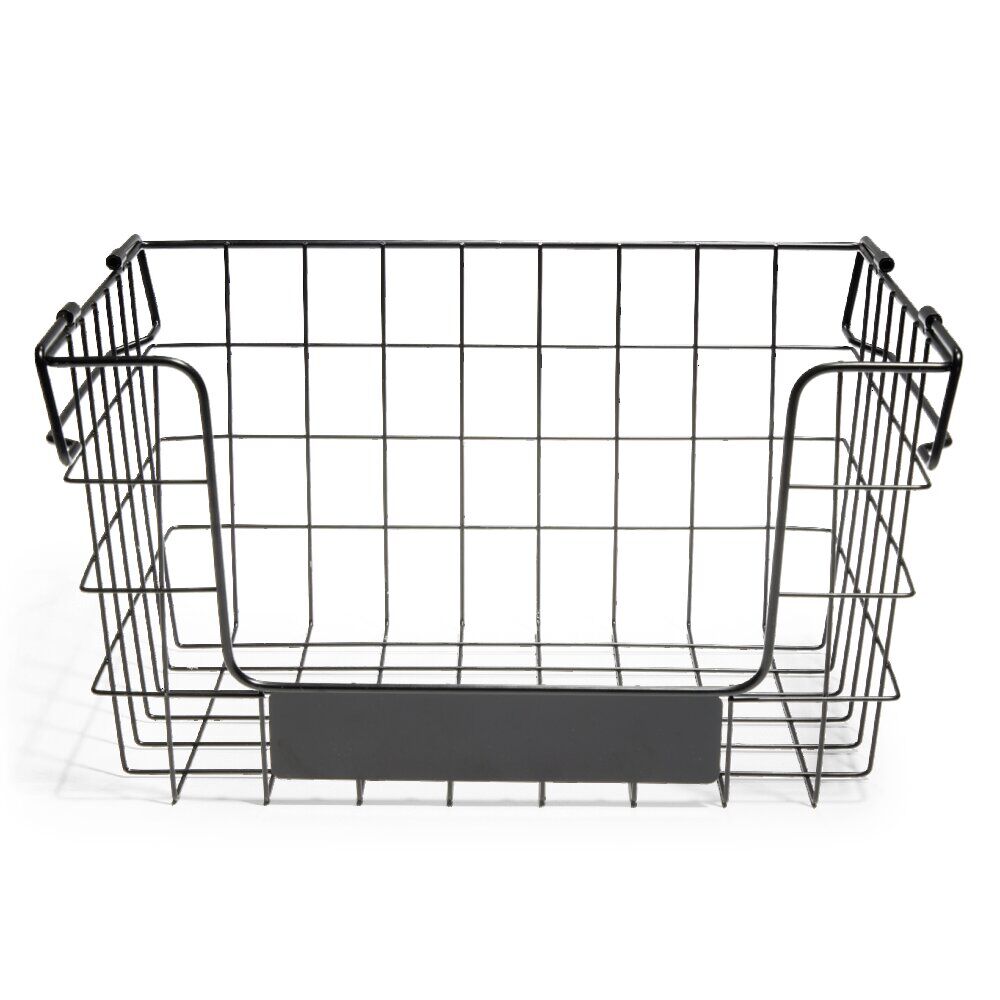 Panier superposable taille M métal noir 34,5x24x19cm