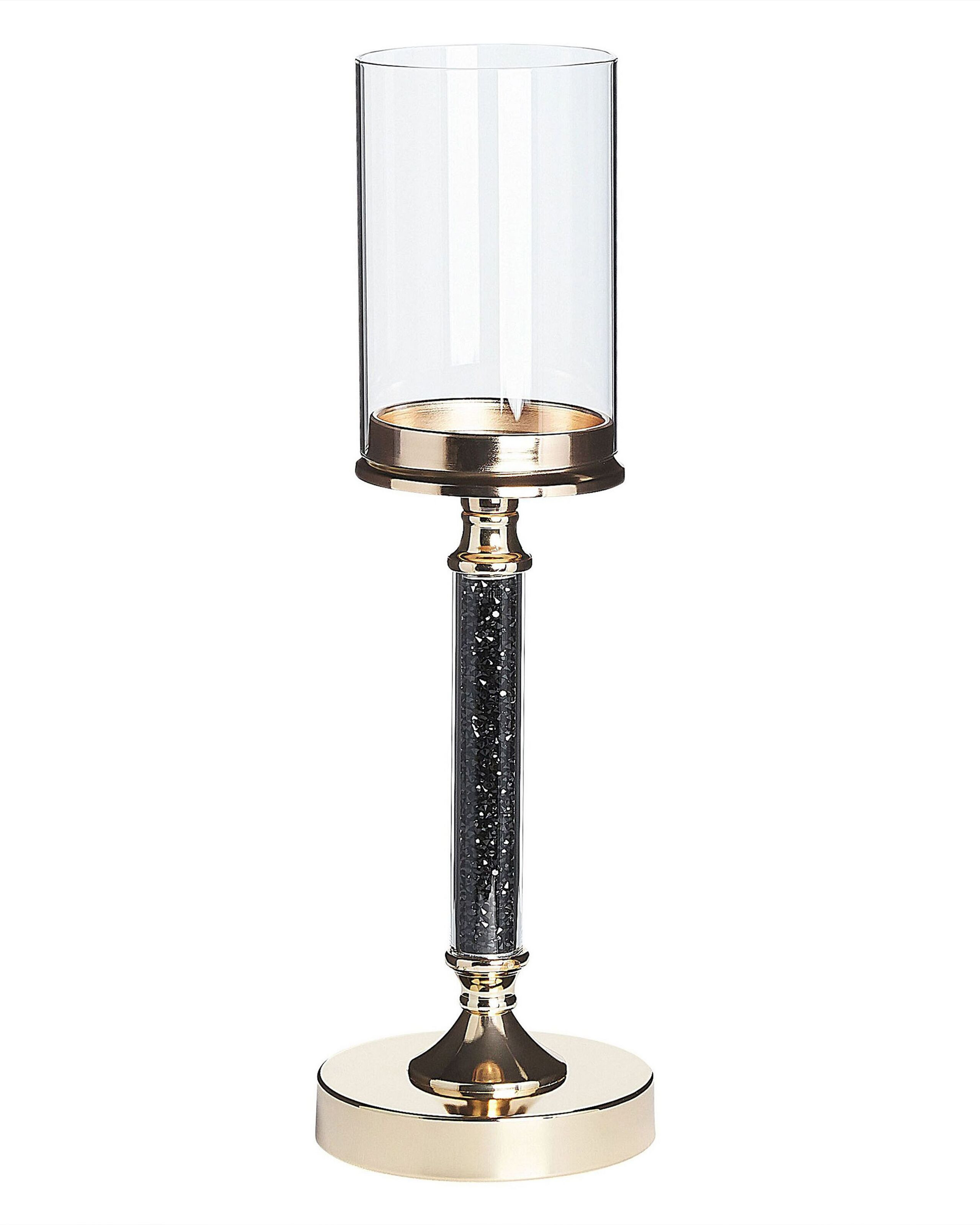 Świecznik lampion metal 41 cm złoto-czarny