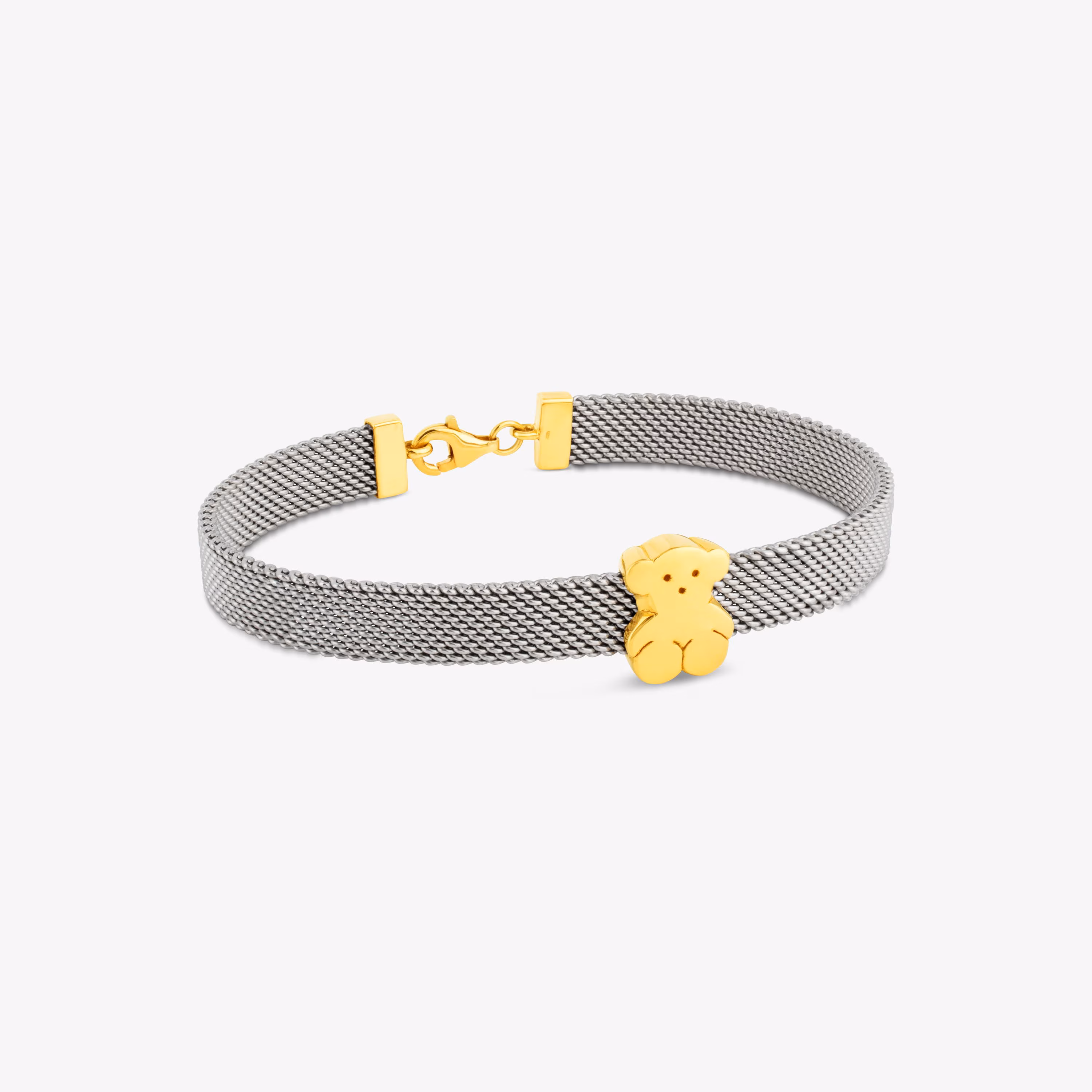 Pulsera de oro y acero 0,7cm Mesh