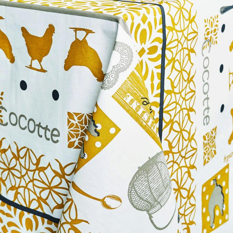 COCOTTE - Nappe en coton enduit PVC moutarde 160x350 cm