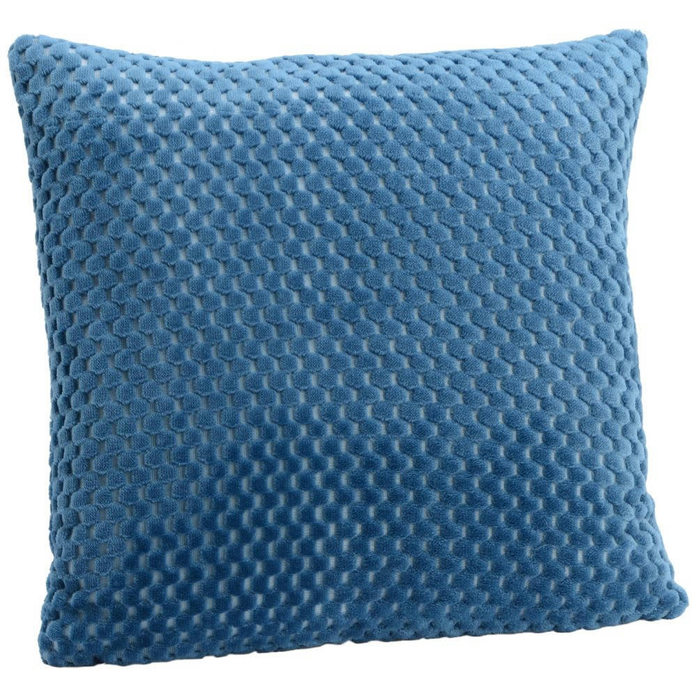 - Coussin fausse fourrure à damier 40 x 40 cm bleu nuit