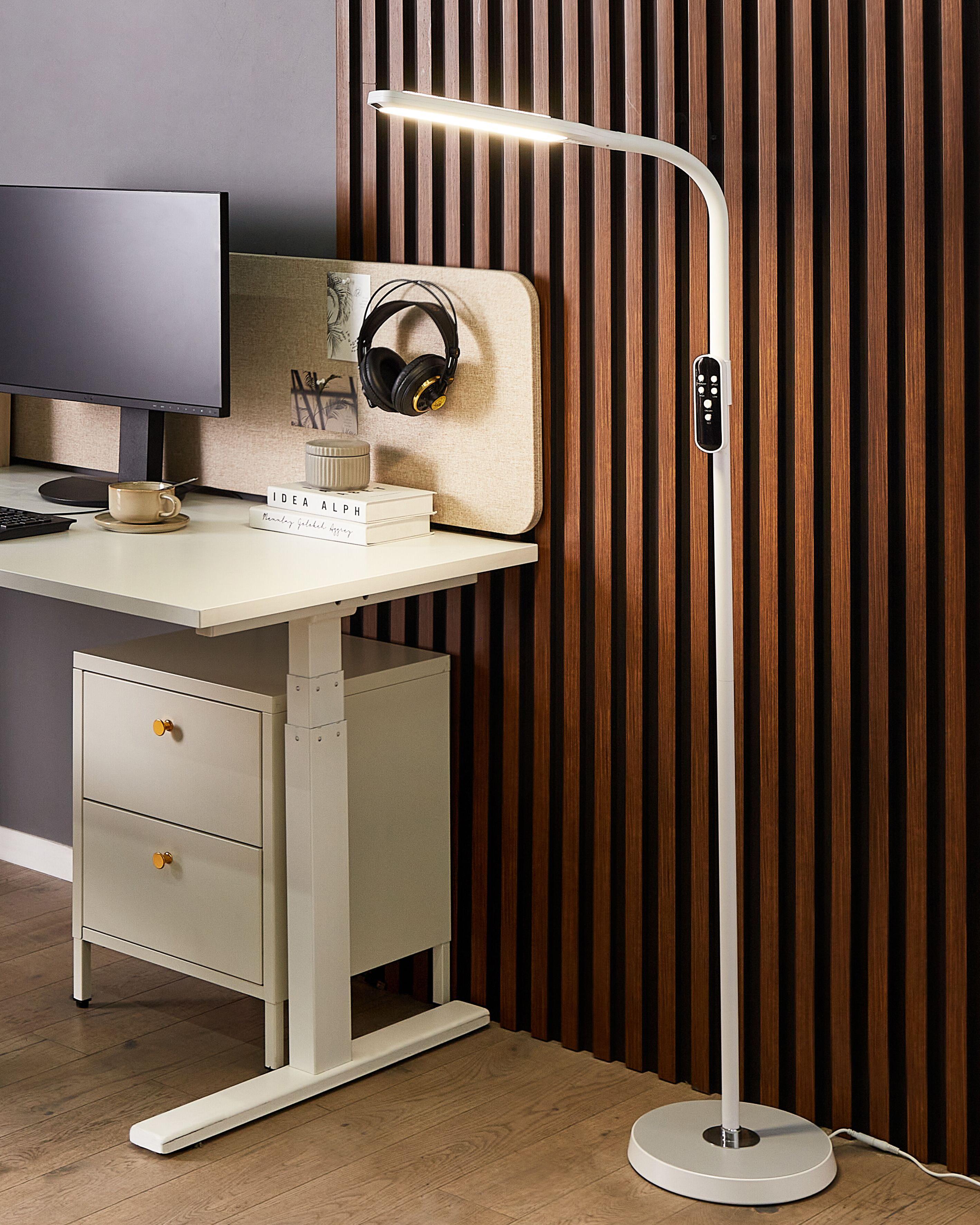 LED Floor Lamp ARIES with Remote with Dimmer Metal White
