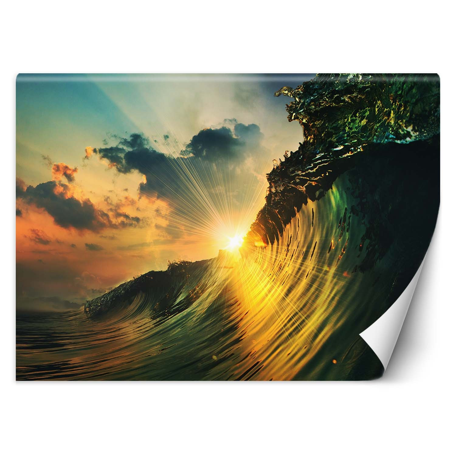Feeby Fototapeta, Zachód słońca fale 150x105