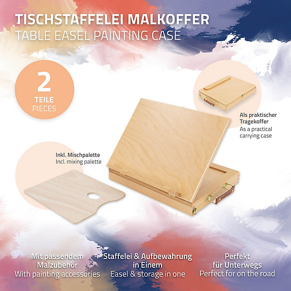 Chevalet de table en bois tiroir et palette compartiments de rangement pliable