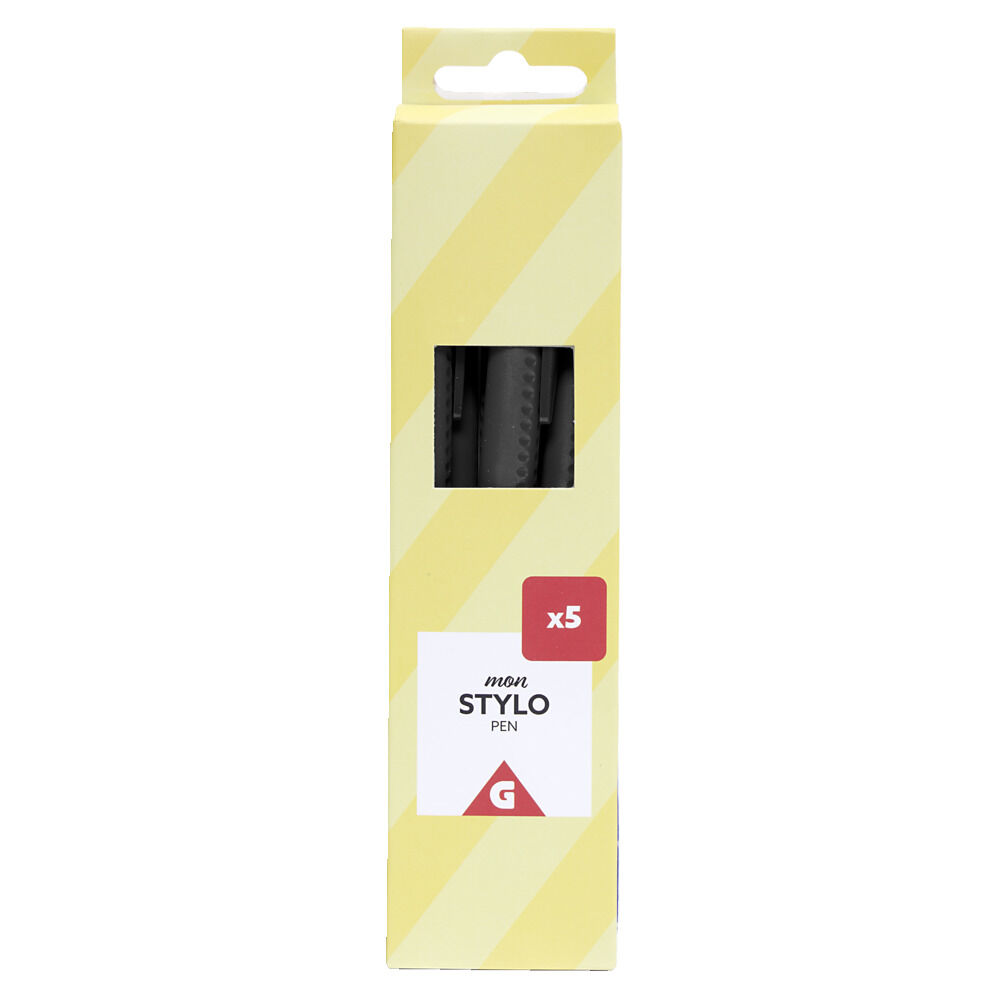 Lot de 5 stylos à encre noire 0,6mm
