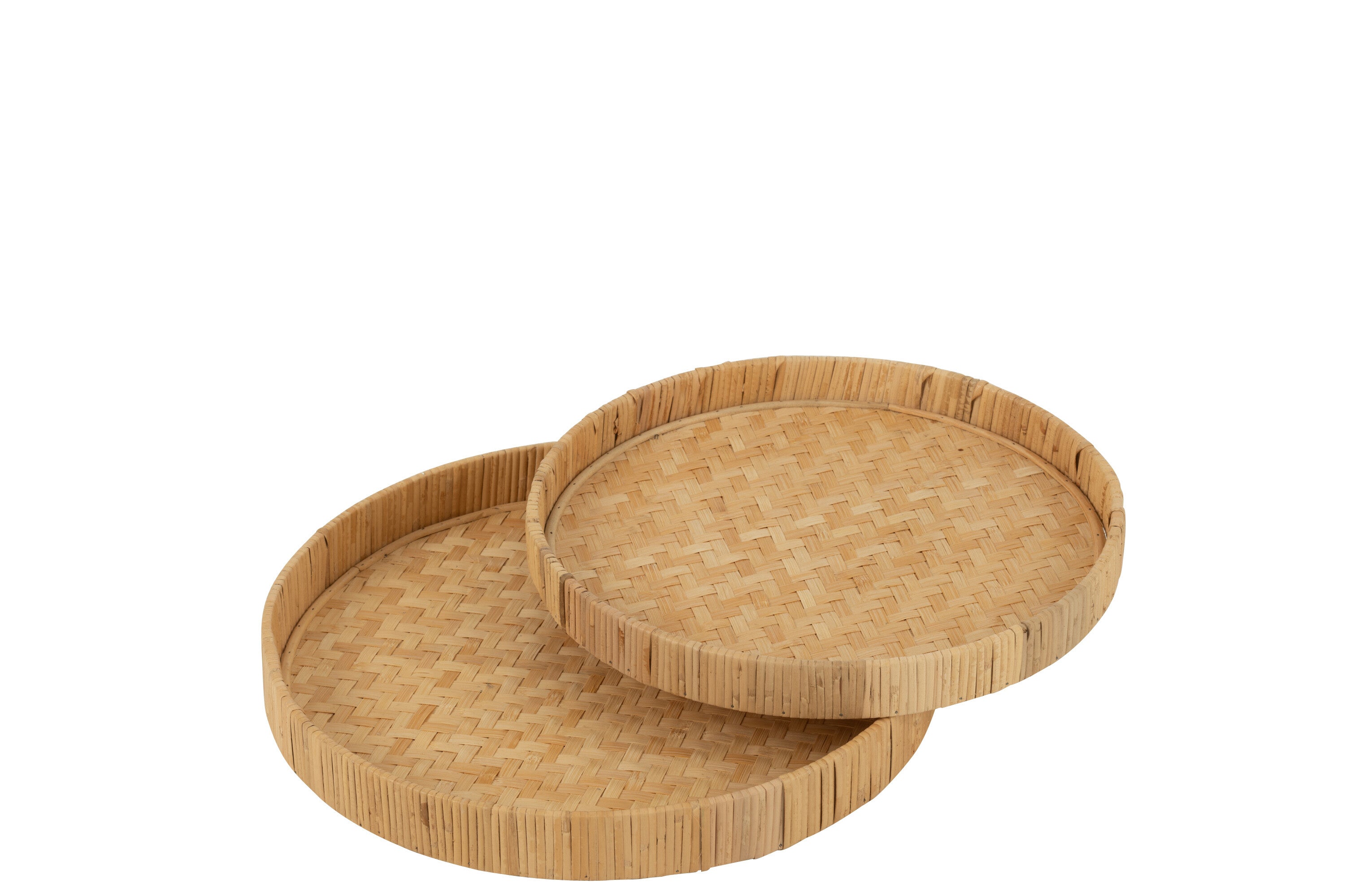 J-Line plateau Rond - bamboe riet - naturel - 2 stuks