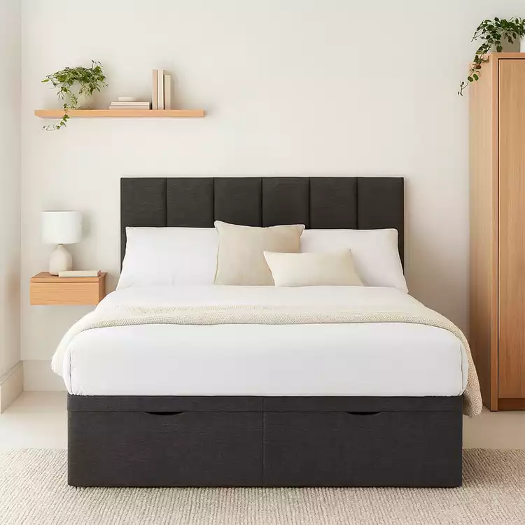 Millbrook Piper Double Fabric EndLift Ottoman Bed - Charcoal