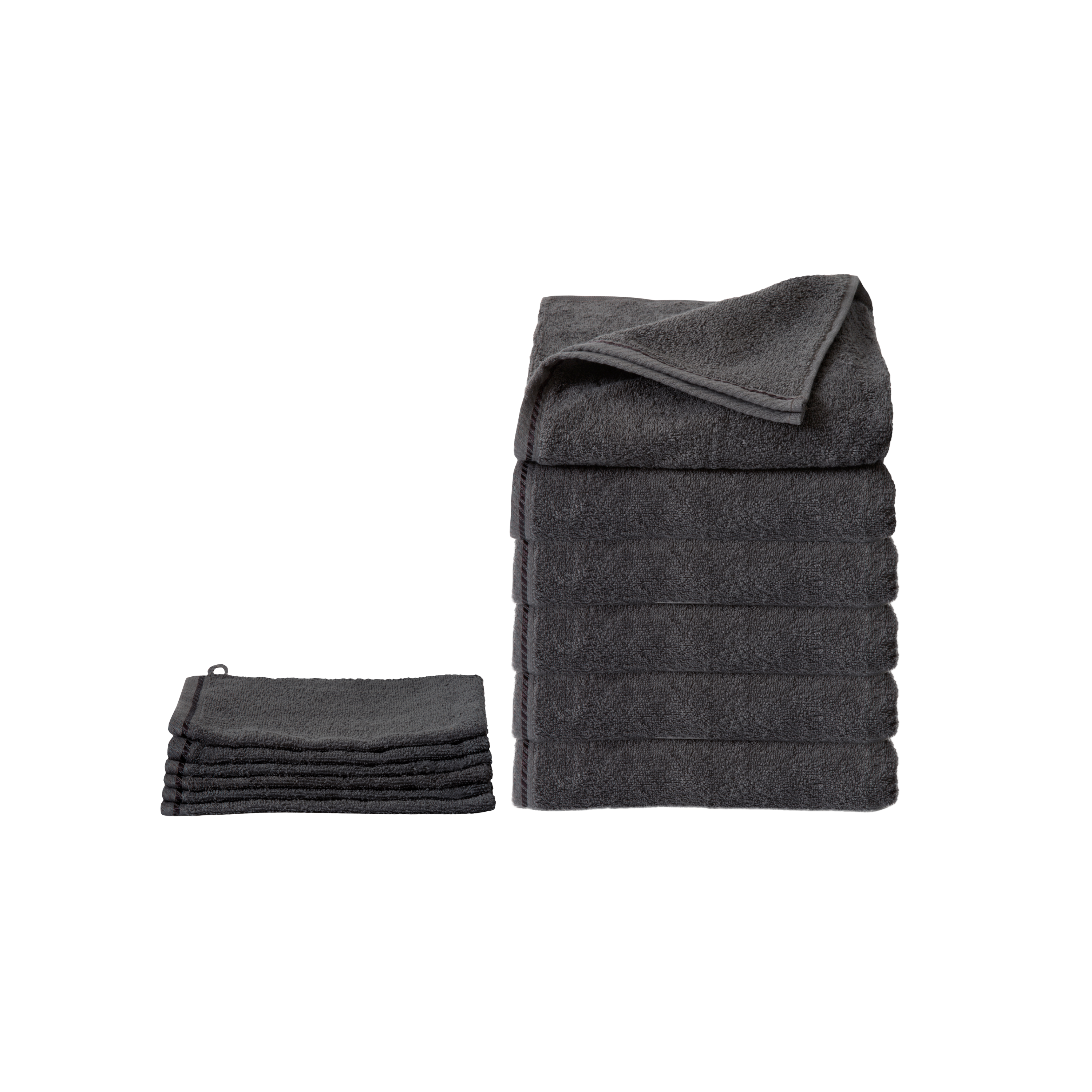 Ten Cate handdoeken 6 stuks - 50x100 cm - washandjes 6 stuks - antraciet