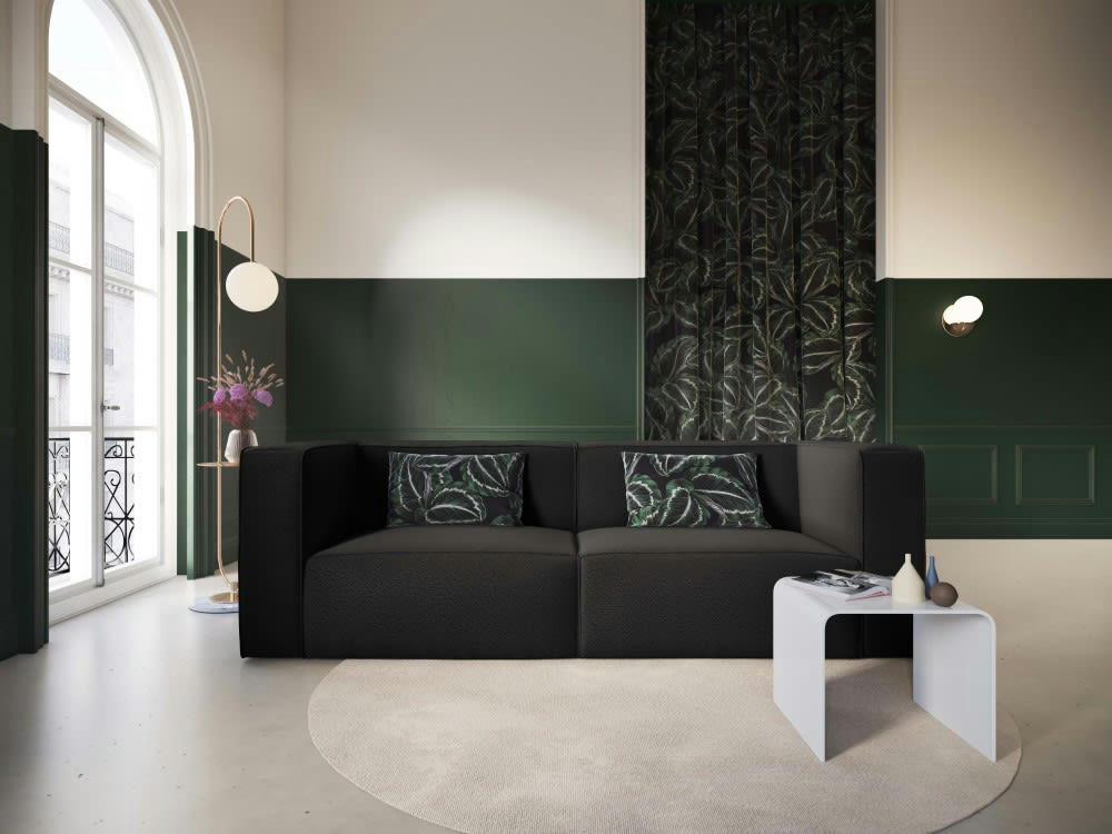 MUSE - Canapé 3 places en tissu structuré noir