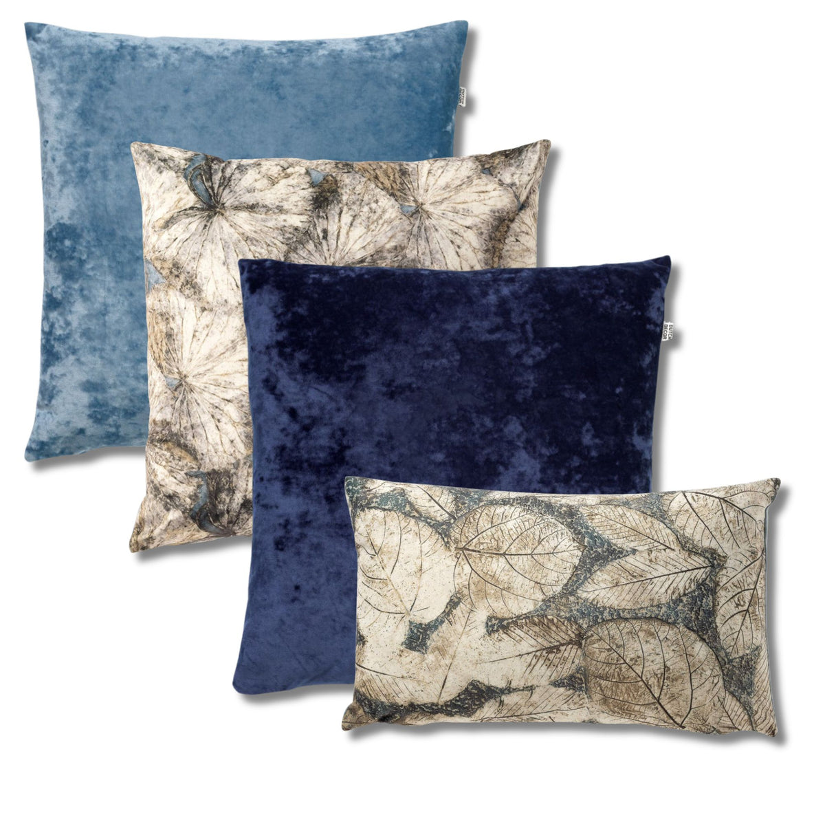KUSSENSET - 4-delig - Tobias - 45x45 cm, 30x50 cm - inclusief binnenkussens - blauw