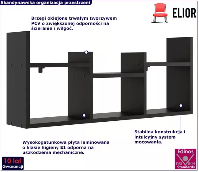 Czarna minimalistyczna nadstawka na biurko - Xyren