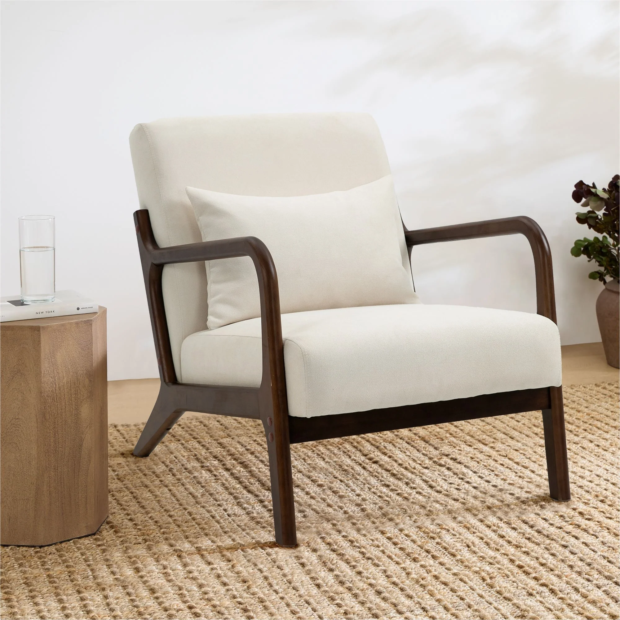 Accent Chair with Wood Frame,Reading Armchair,for Living Room,Bedroom,Office