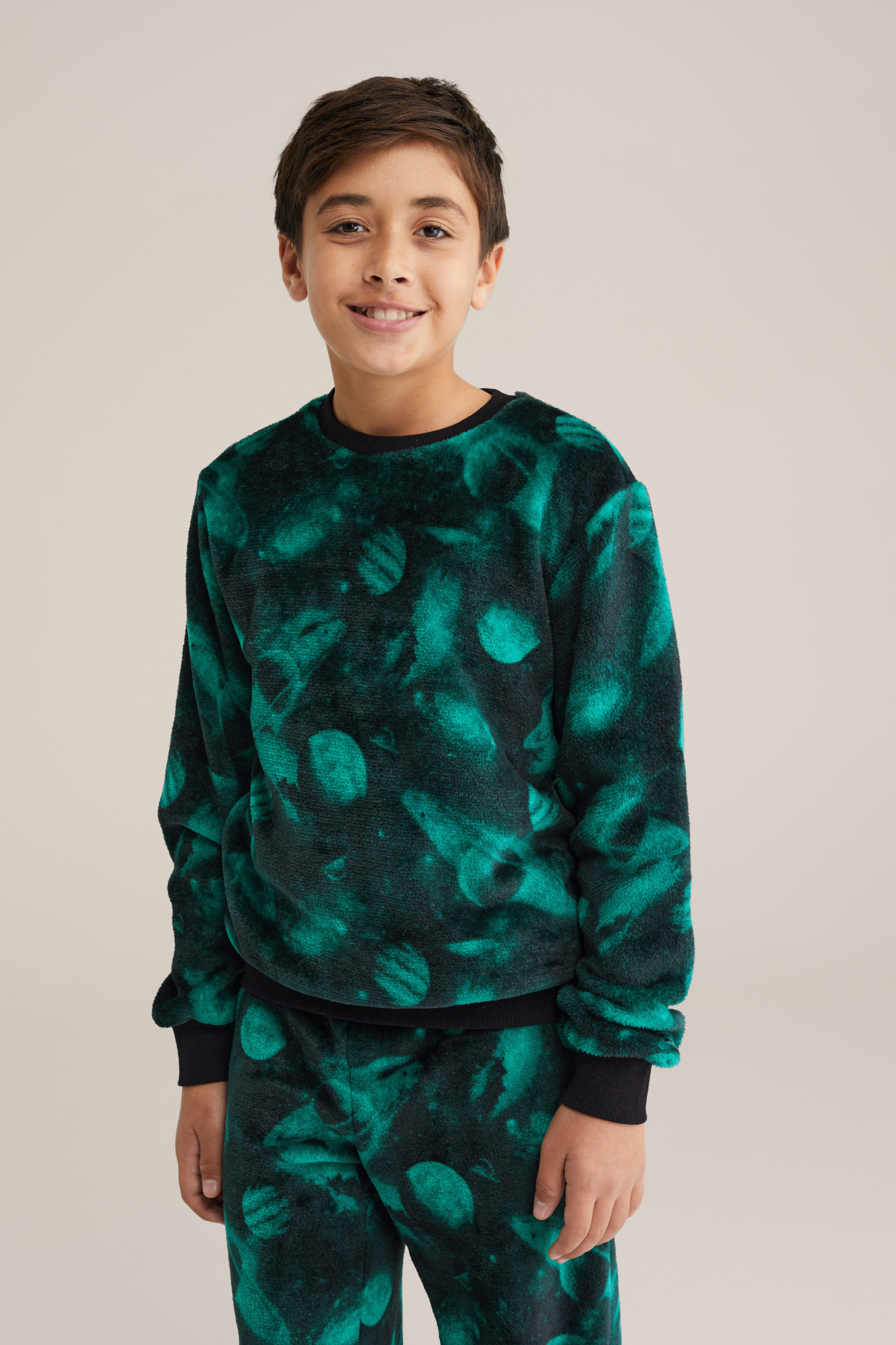 Jongens fleece pyjama met print