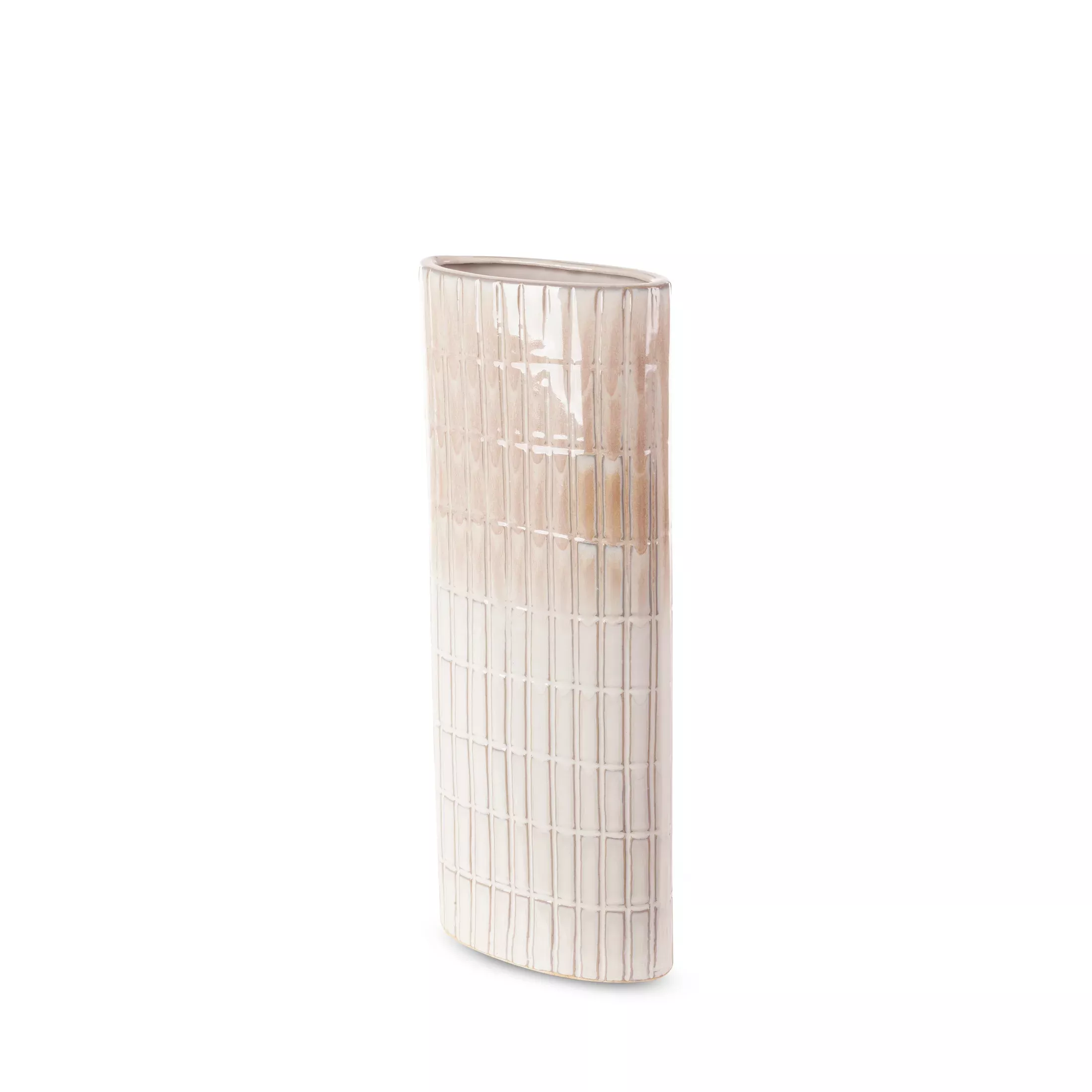 Wazon ceramiczny kremowo-beżowy średnica 17x8x41 cm EDNA