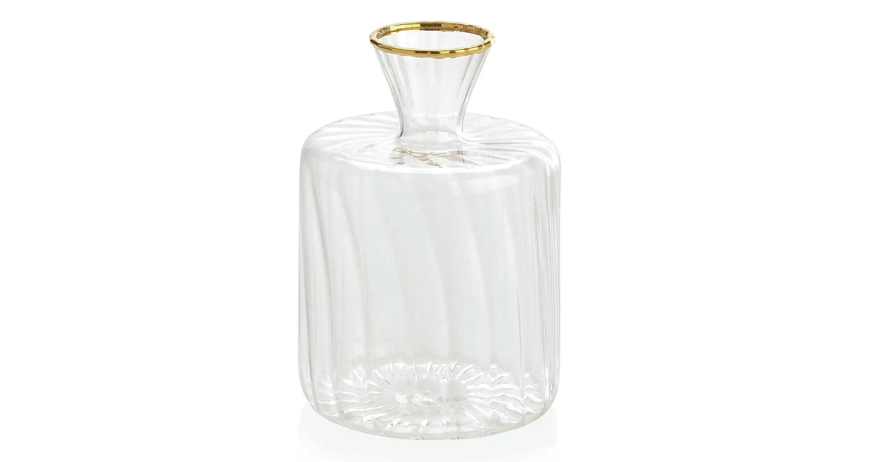 STRIÉ - Mini vase en verre strié et doré H9,5cm