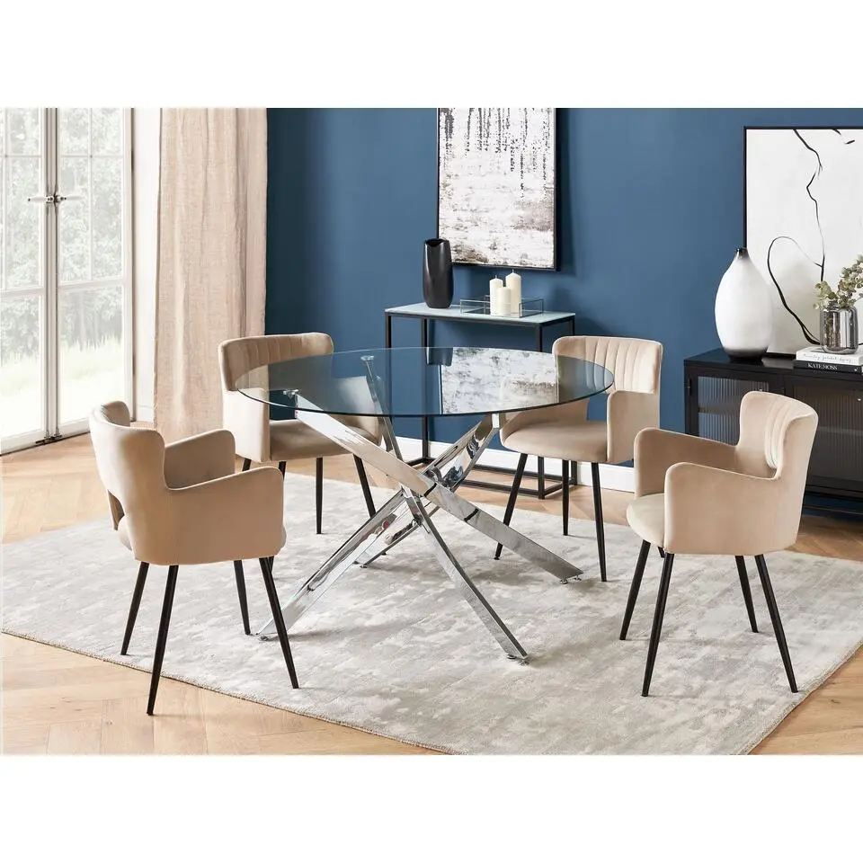 MARAMO - Eettafel - Zilver - ?120 cm - Veiligheidsglas