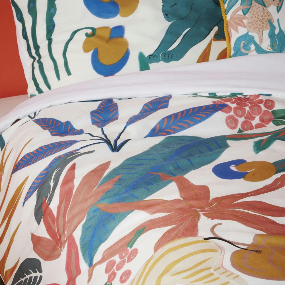 MADRID - Parure de lit enfant en coton biologique imprimé animalier multicolore 140x200