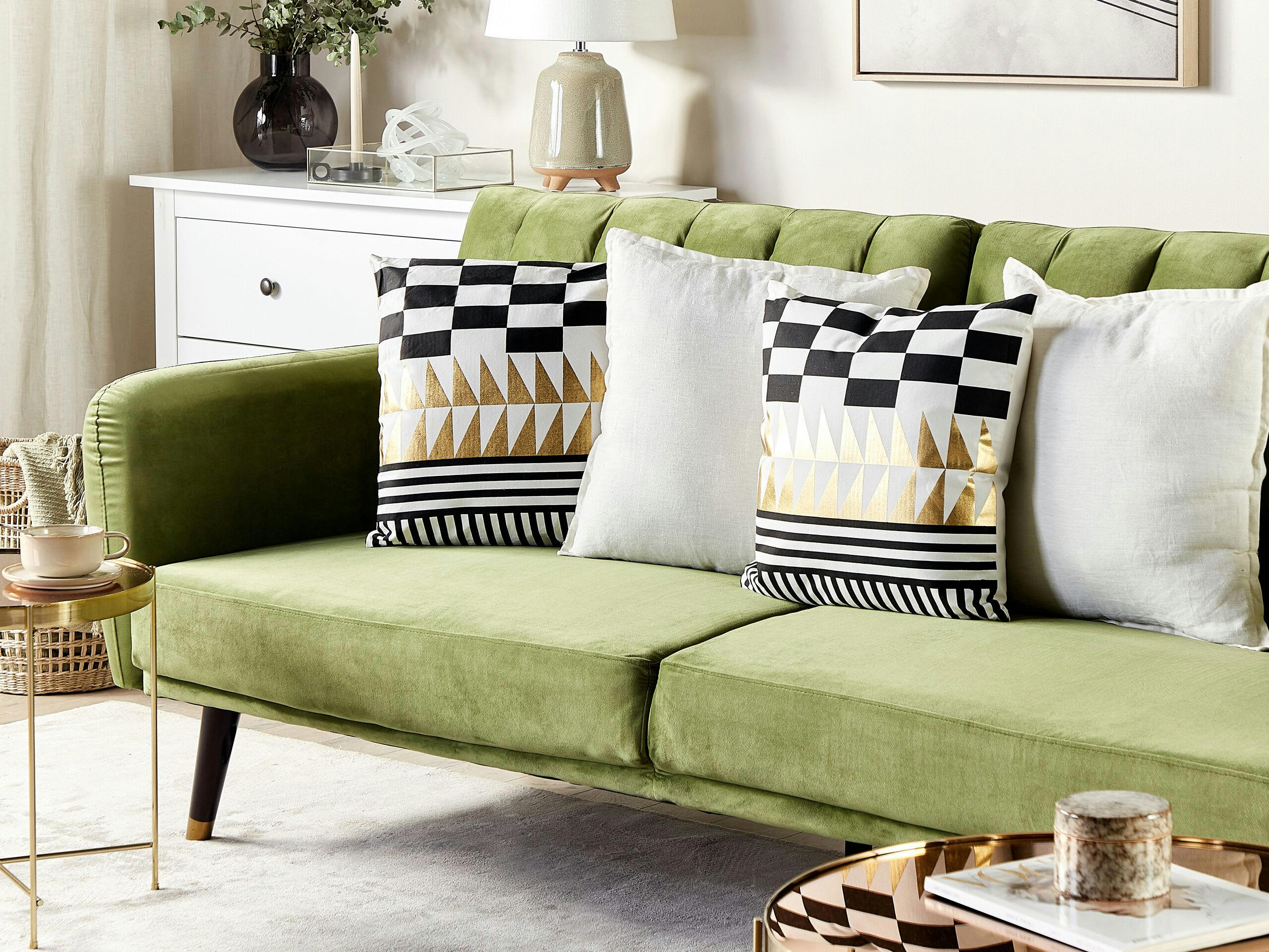 DALIA - Lot de 2 coussin décoratifs en tissu noir 45x12cm