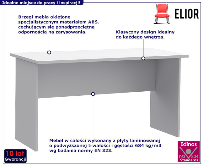 Białe klasyczne biurko do pracy - Xyrix