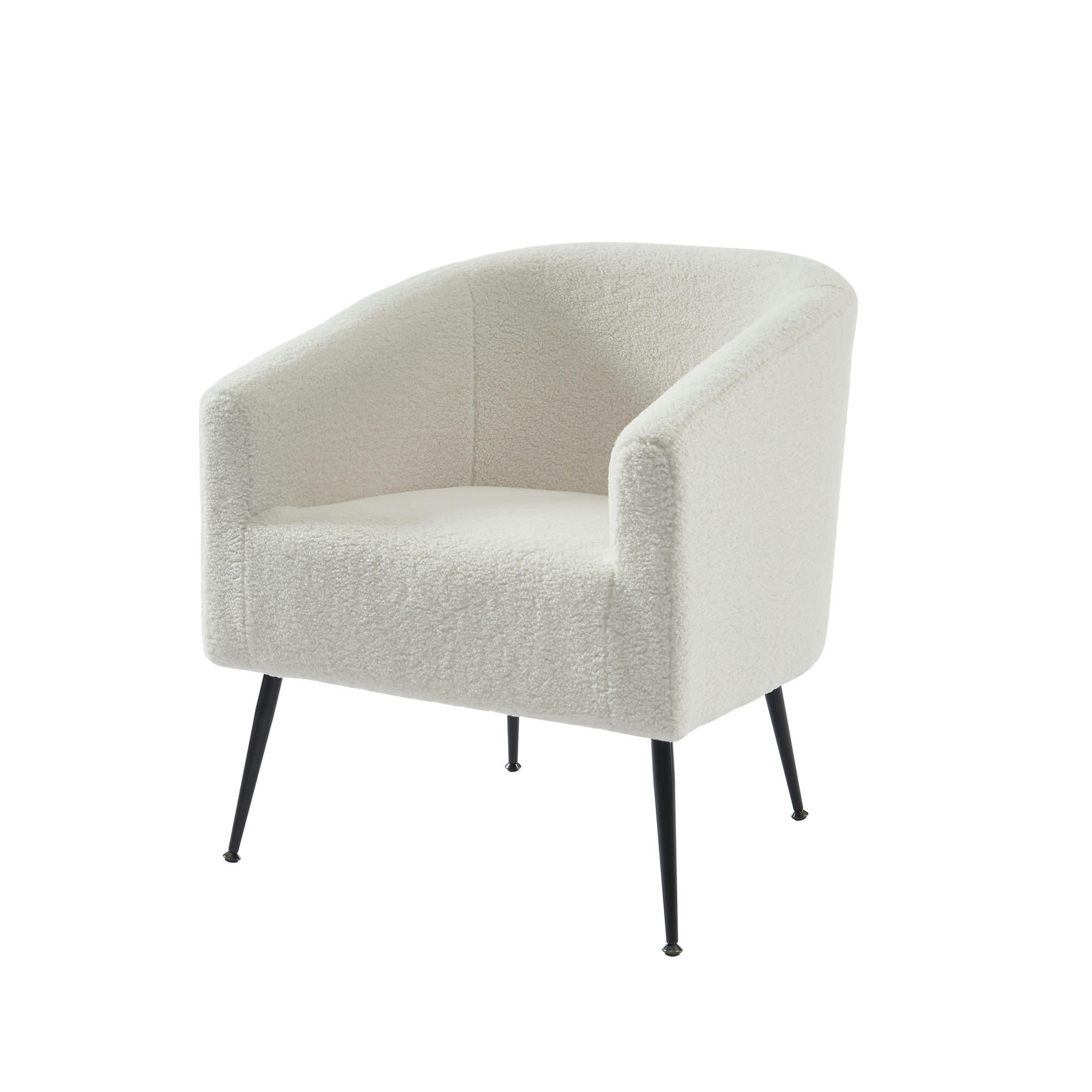 TOMMY - Fauteuil  en tissu bouclette blanc