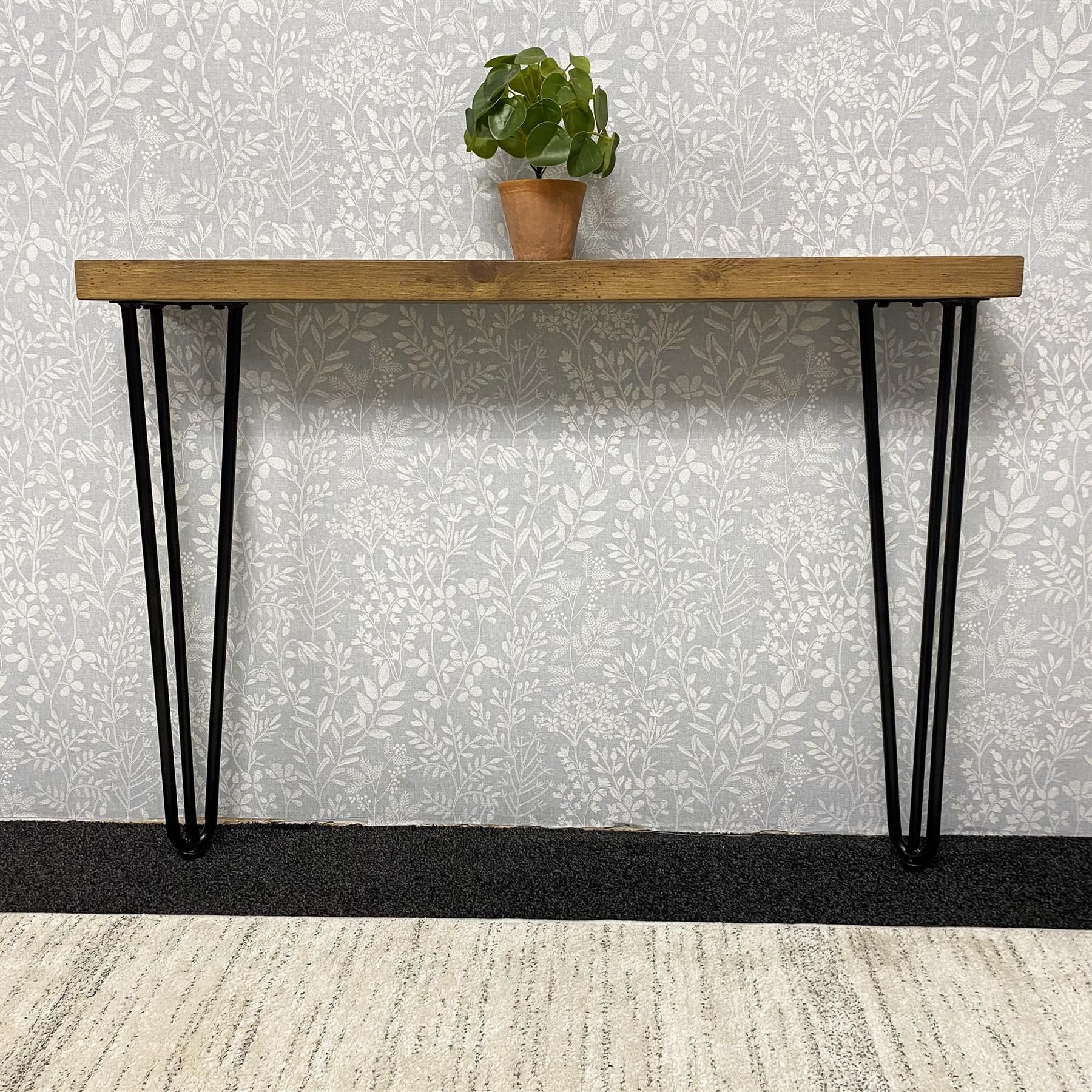 KOSY KOALA Modern Side Console Table with Veneer Top and Iron Legs