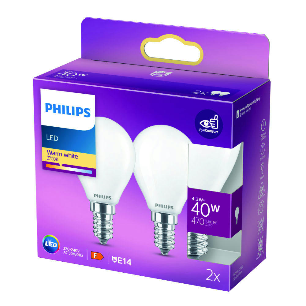 - Ampoules LED sphériques E14 40W dépolies (x2)