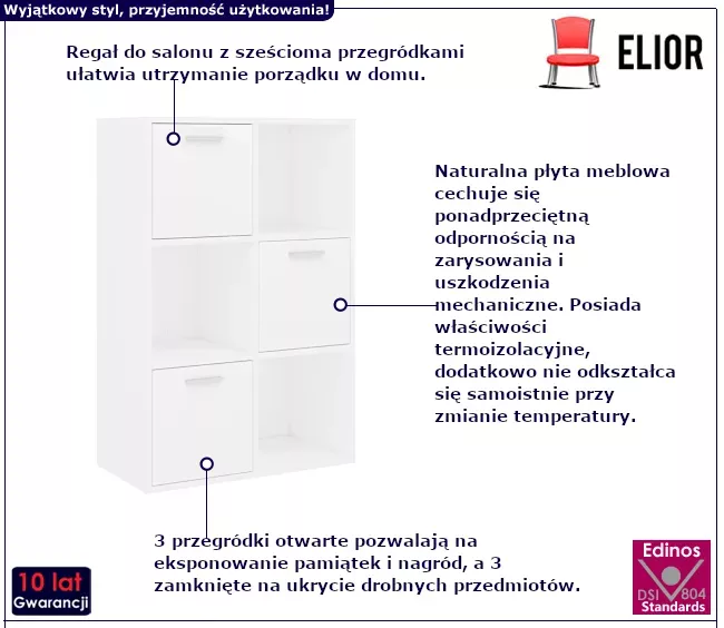 Biały regał z przegródkami - Veska