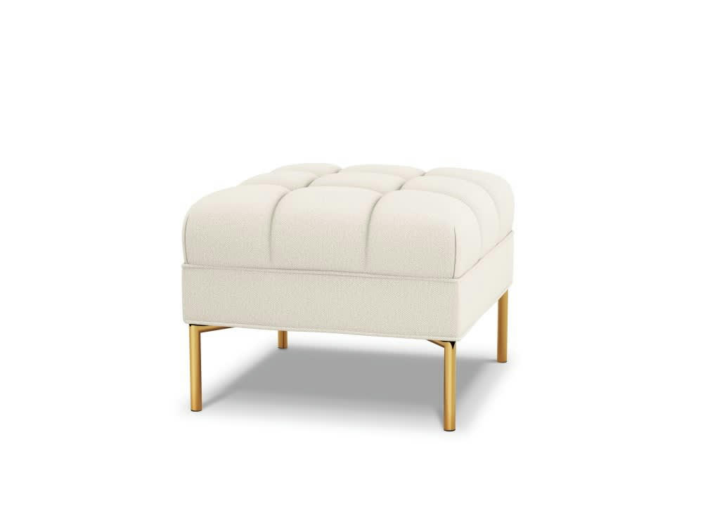 KAROO - Pouf tissu structuré beige clair