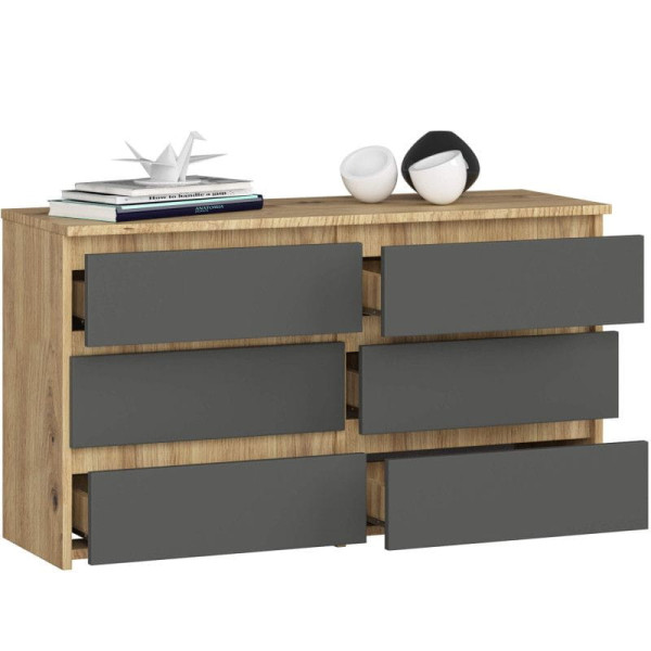 Komoda do sypialni, 6 szuflad, STILO, 100x35x57, artisan, mat | TYLETEGOTU