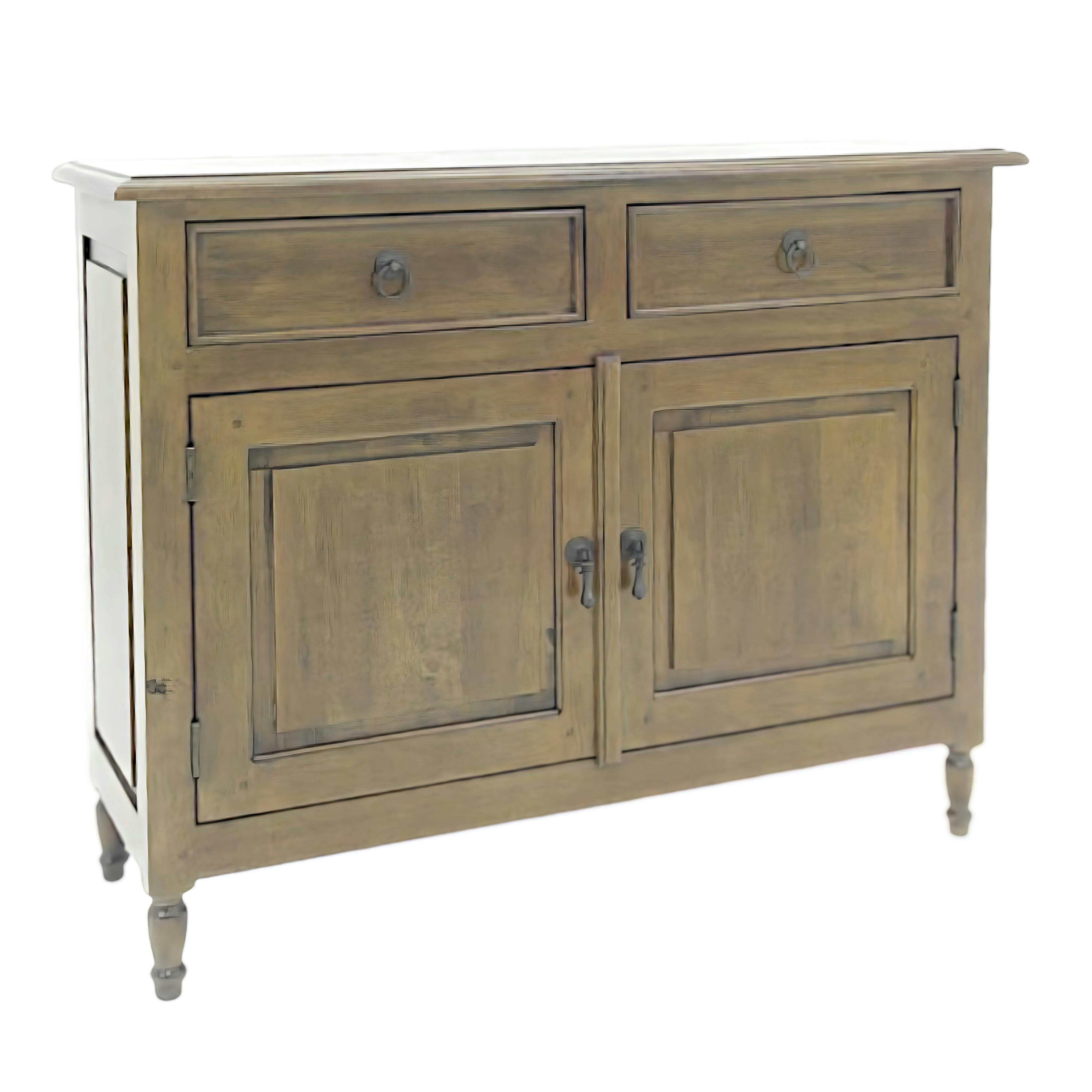 Buffet ancien 2 portes bois massif hévéa 100cm TRADITION