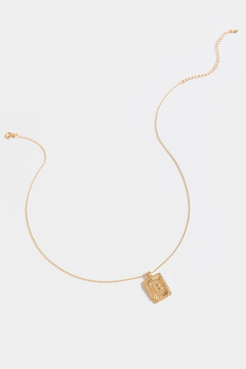 Initial ID Tag Pendant Necklace
