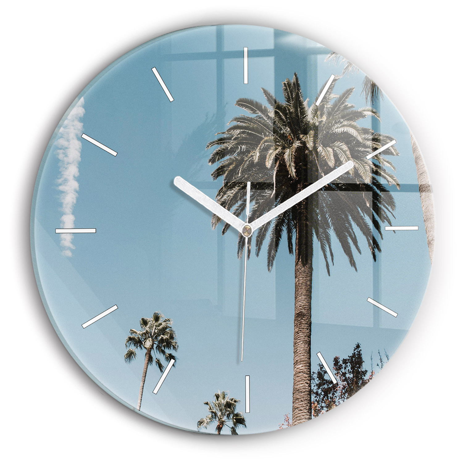 Zegar ze szkła ścienny Palmy w Los Angeles fi30