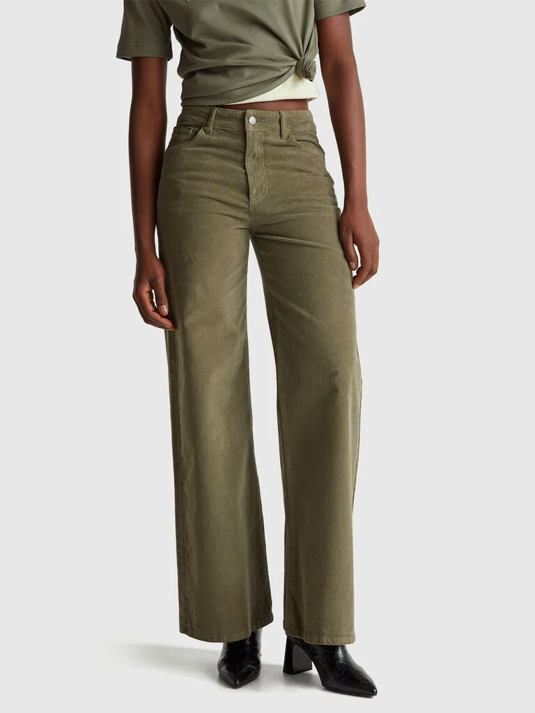 Wide fit velvet trousers