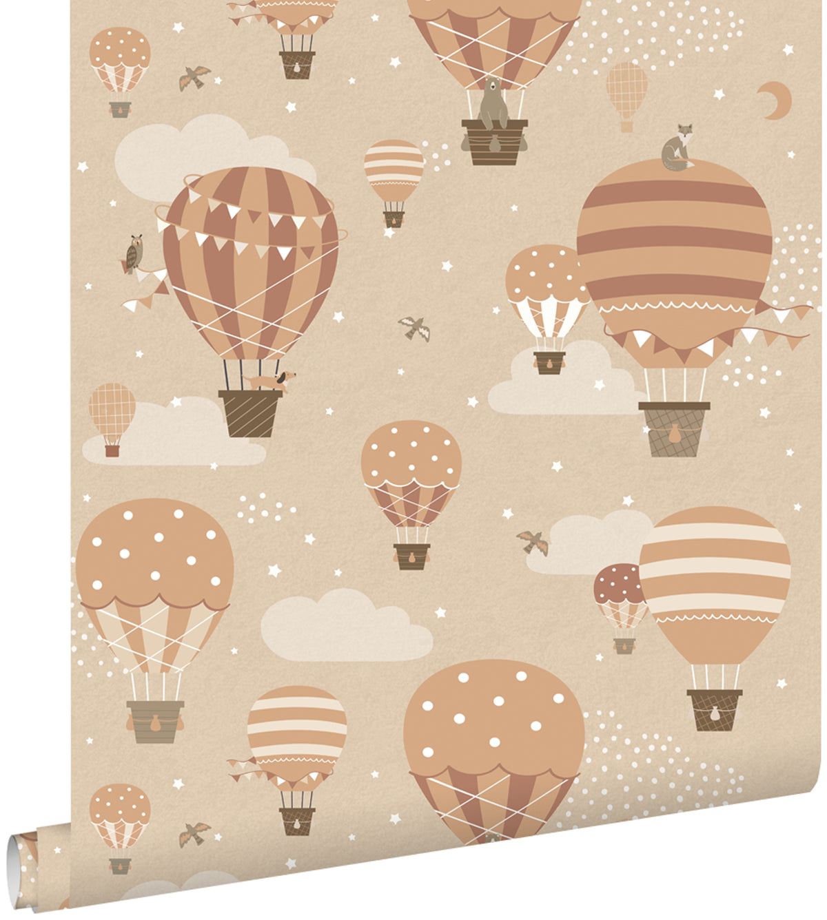 ESTAhome behang luchtballonnen beige en terracotta - 53 cm x 10.05 m - 139801