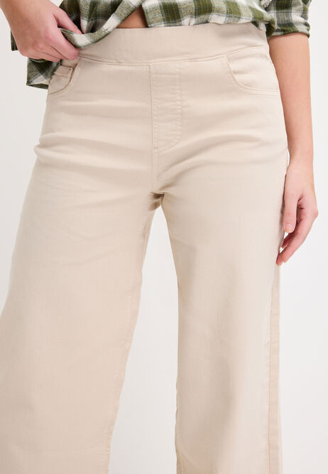 Womens Cream Elasticated Waist Wide Leg Kate Jeans