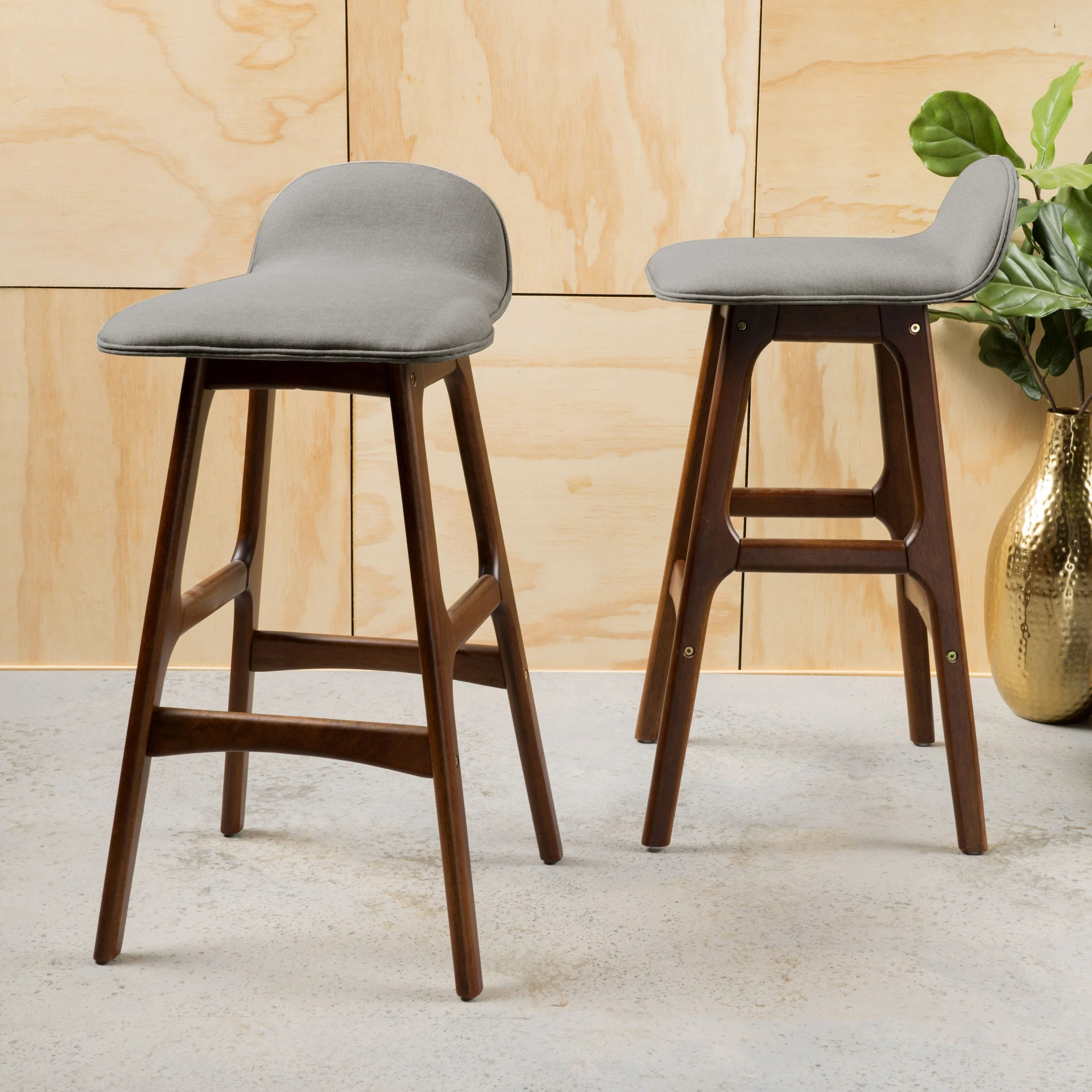 Anatoli Mid-century Modern Upholstered Barstool (Set of 2) by Christopher Knight Home