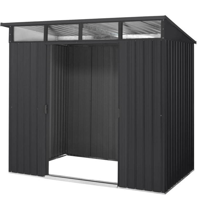 Abri de jardin en métal Lübeck double porte gris anthracite 2,38 x 1,93 x 2,03 m PERGART
