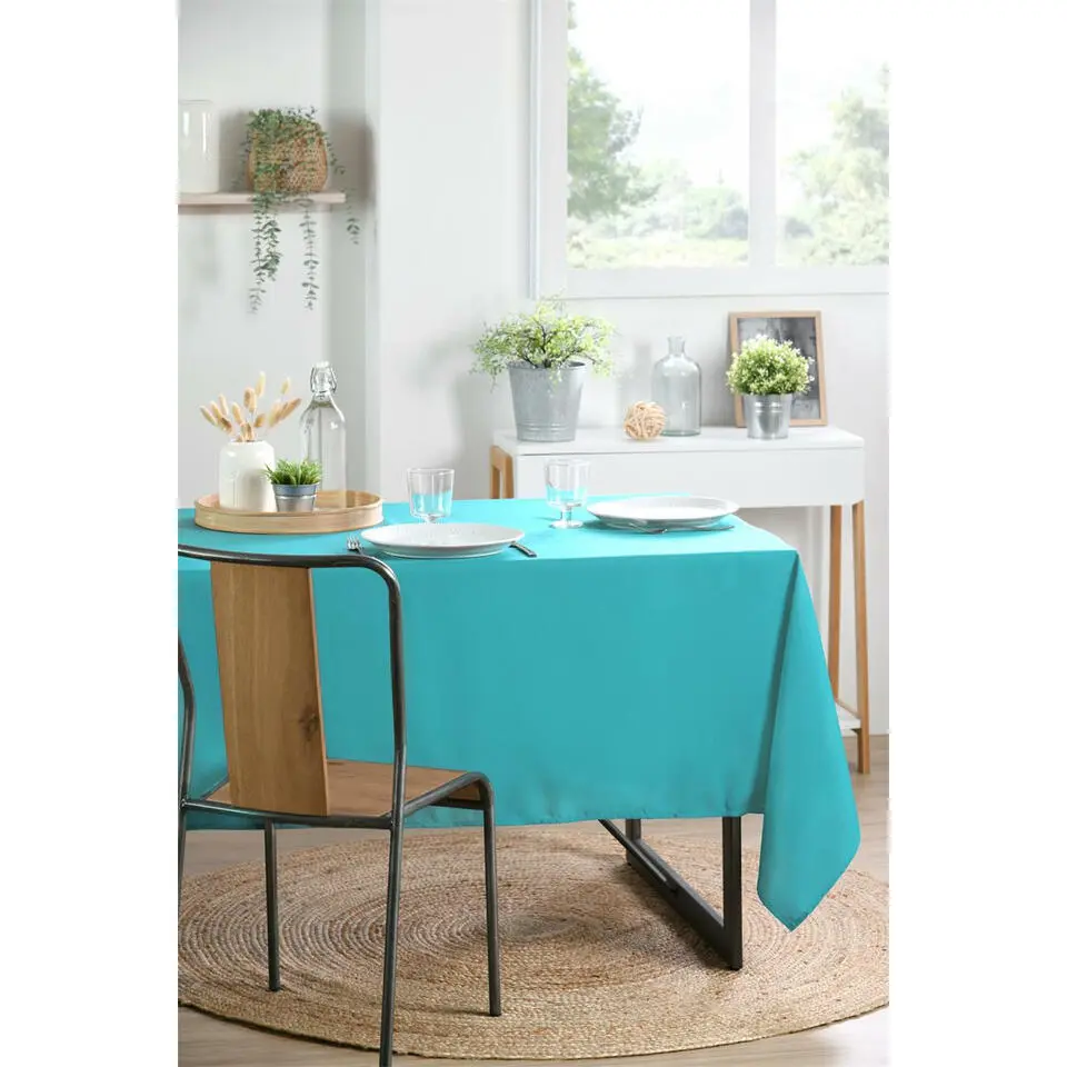 Stof Textile Tafelkleed - 145 x 240 cm - turquoise - Tafellaken