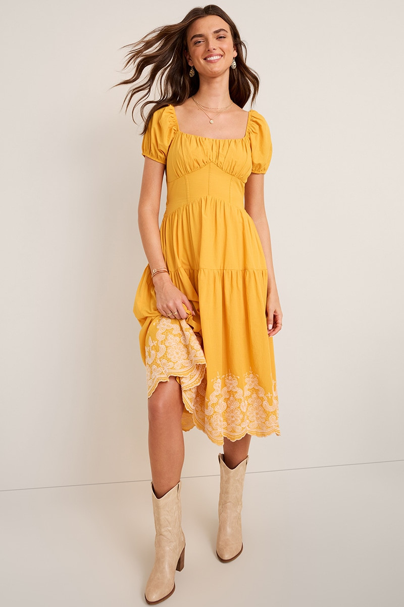 Cassie Embroidered Bow Back Maxi Dress