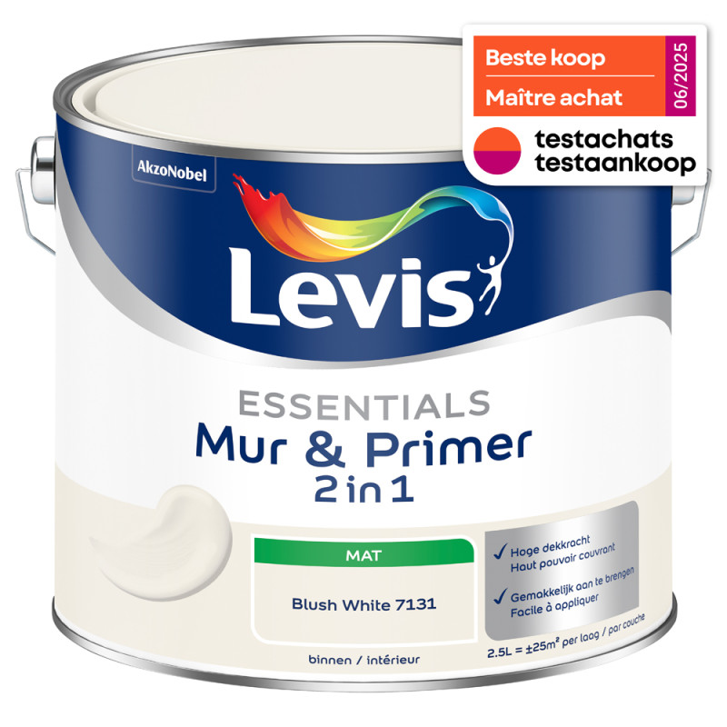 Peinture pour murs Essentials Mur & Primer 2-en-1 blanc blush 2,5 L