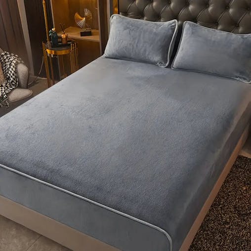 NNETM Luxurious Milk Fleece Queen Fitted Sheet - Cozy Grey